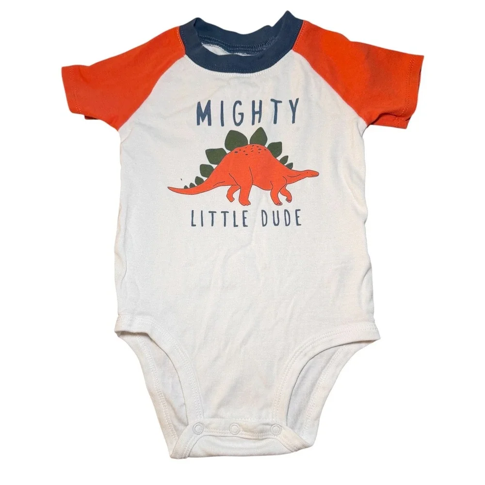 OshKosh Carter's Bodysuit Bundle Baby Boy 24M Orange Blue Dinosaur‎ Plaid 3pc